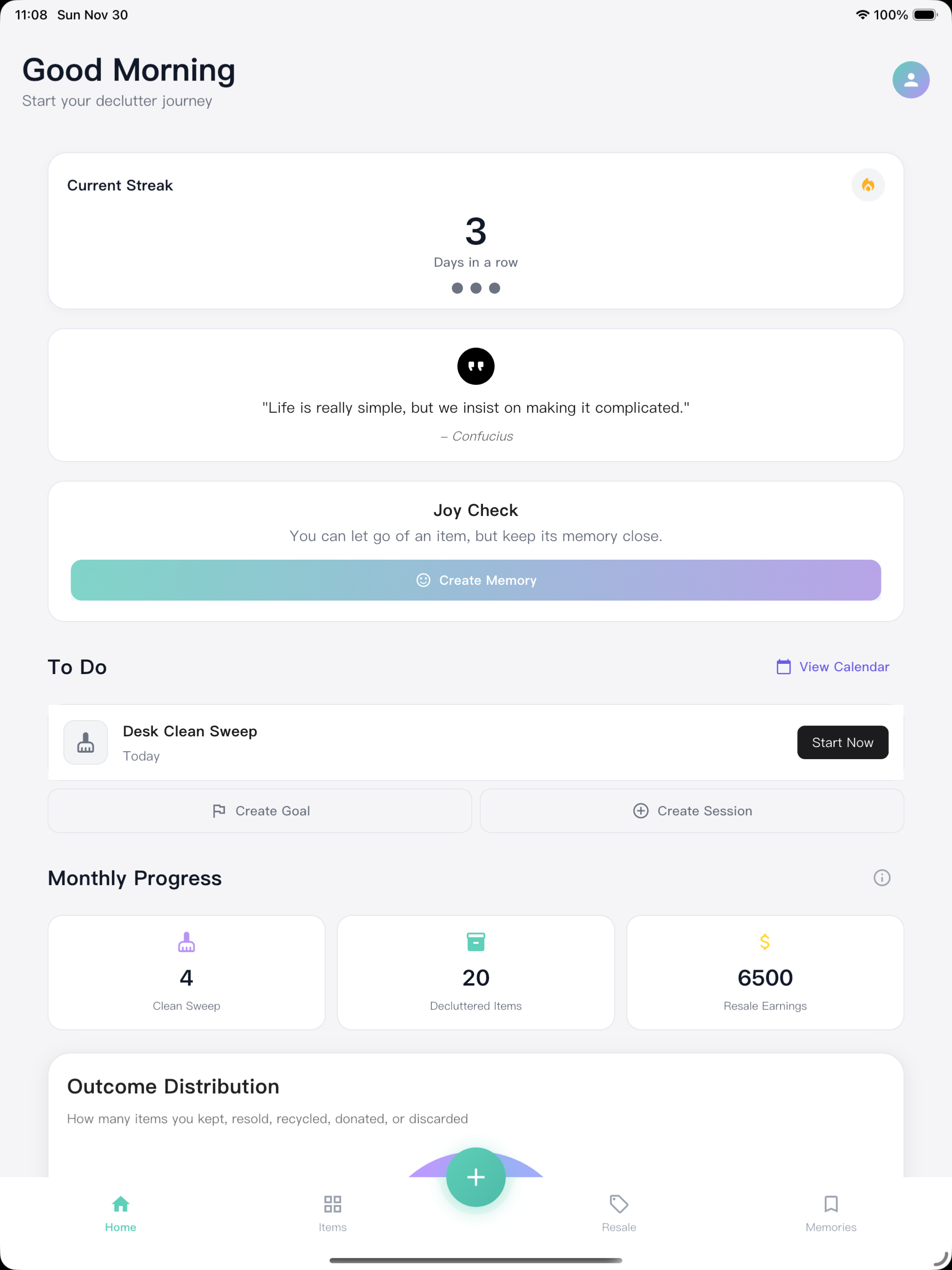 KeepJoy home dashboard screenshot