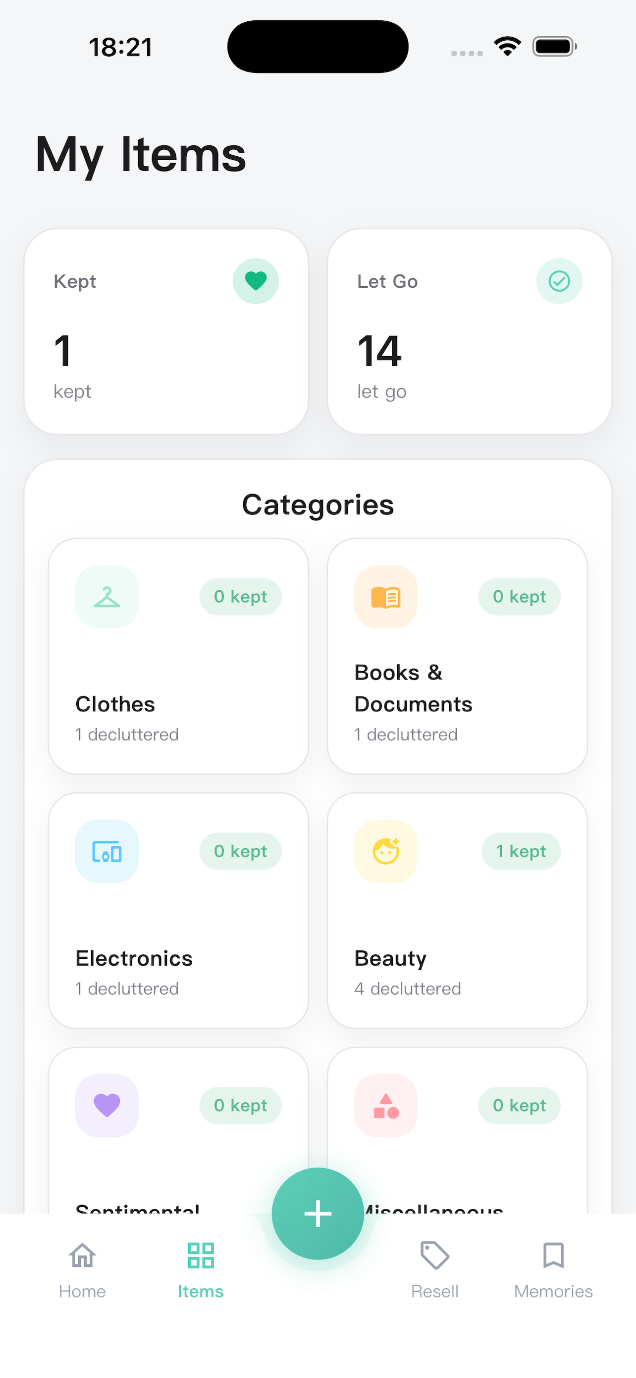 KeepJoy items management screenshot